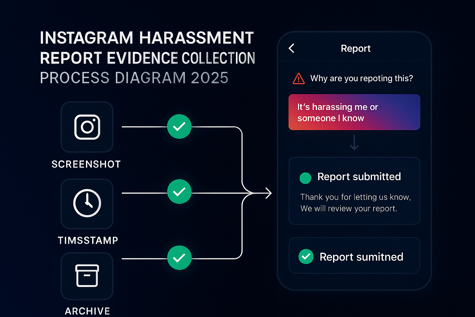 Documenting evidence to report an Instagram harassment or scam account before reporting